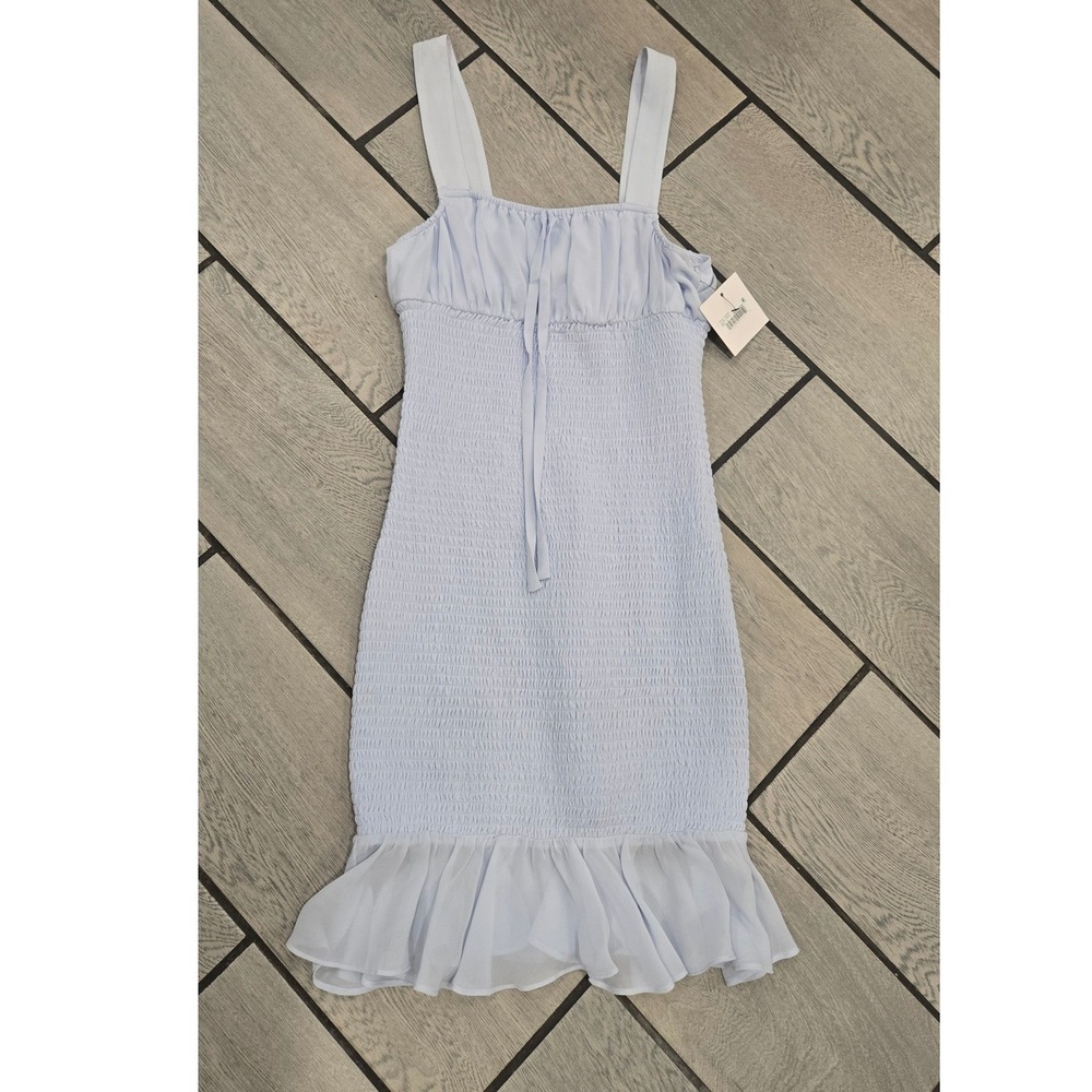 Sage Collective Light Blue Smocked Ruffle Mini Dress ST03D57 Size 4
